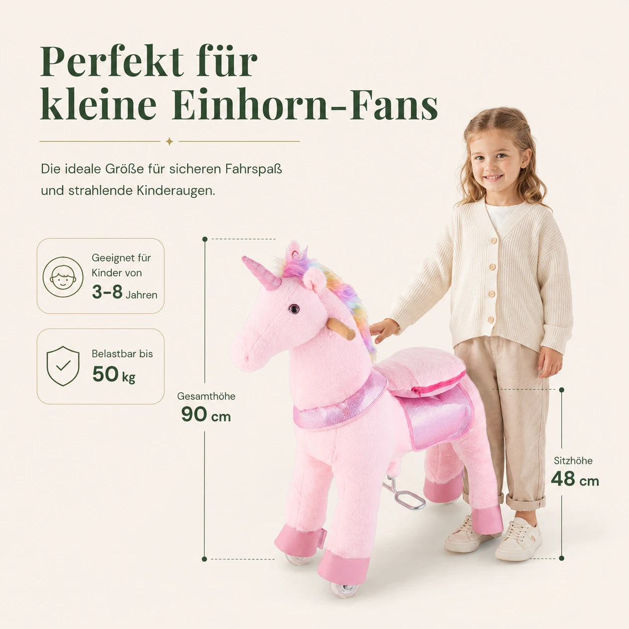 LunaGlide™ Einhorn-Reitpferd mit Rollen & Sound